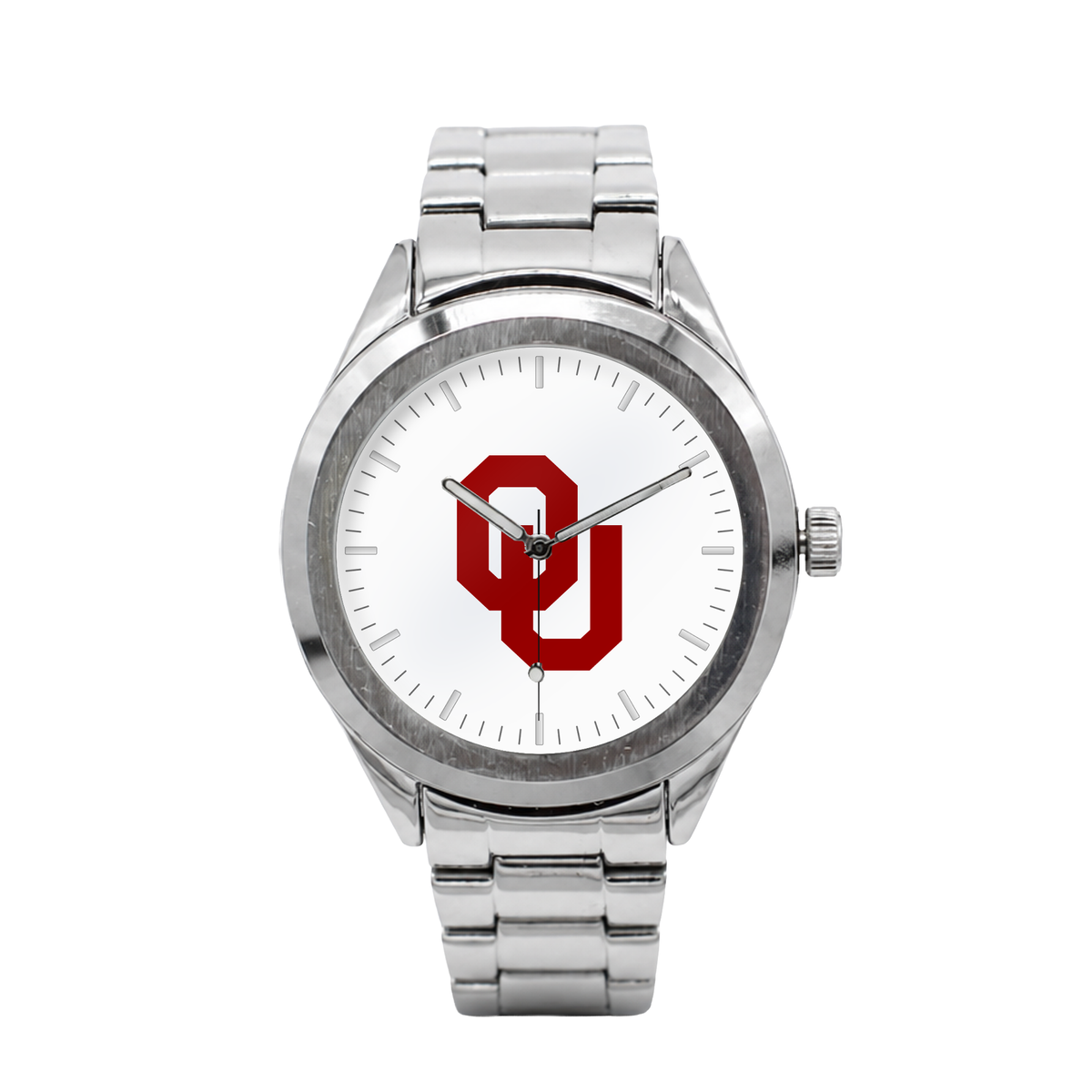 Oklahoma Sooners Silver Metal Bracelet Round watch with silver metal bracelet