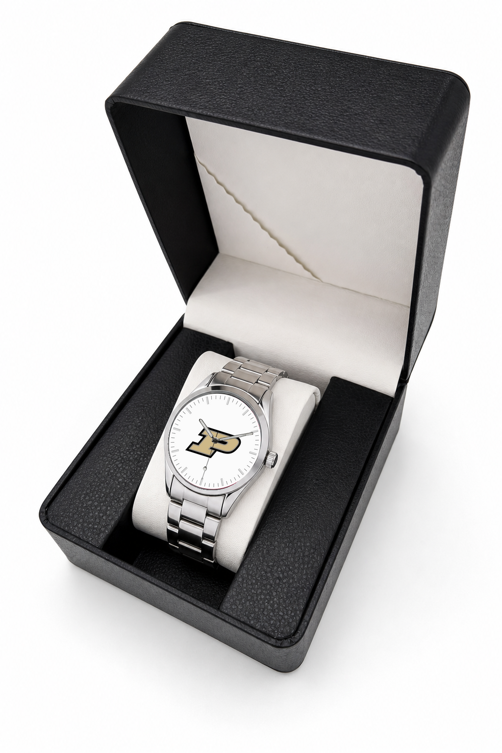 Purdue Boilermakers Silver Metal Bracelet Round watch with silver metal bracelet in LicensedTime gift box