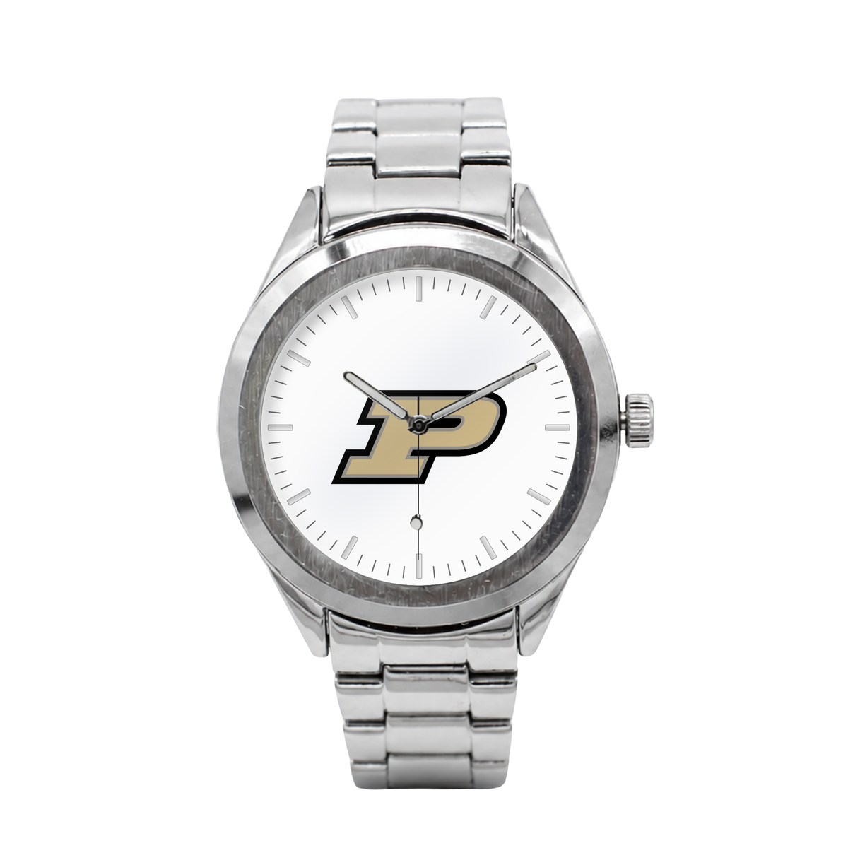 Purdue Boilermakers Silver Metal Bracelet Round watch with silver metal bracelet