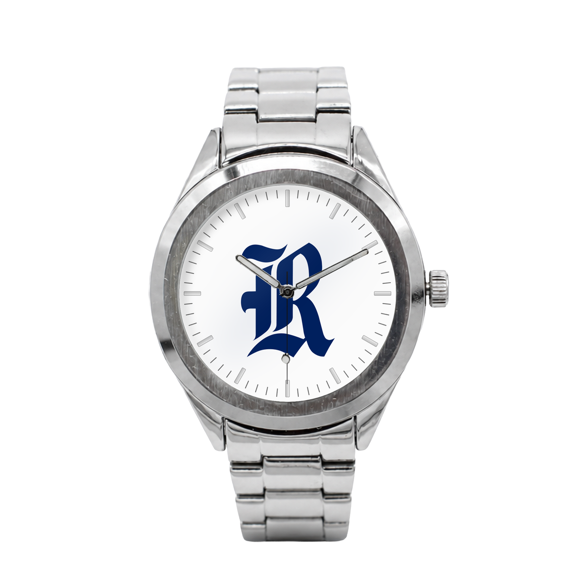 Rice Owls Silver Metal Bracelet Round watch with silver metal bracelet