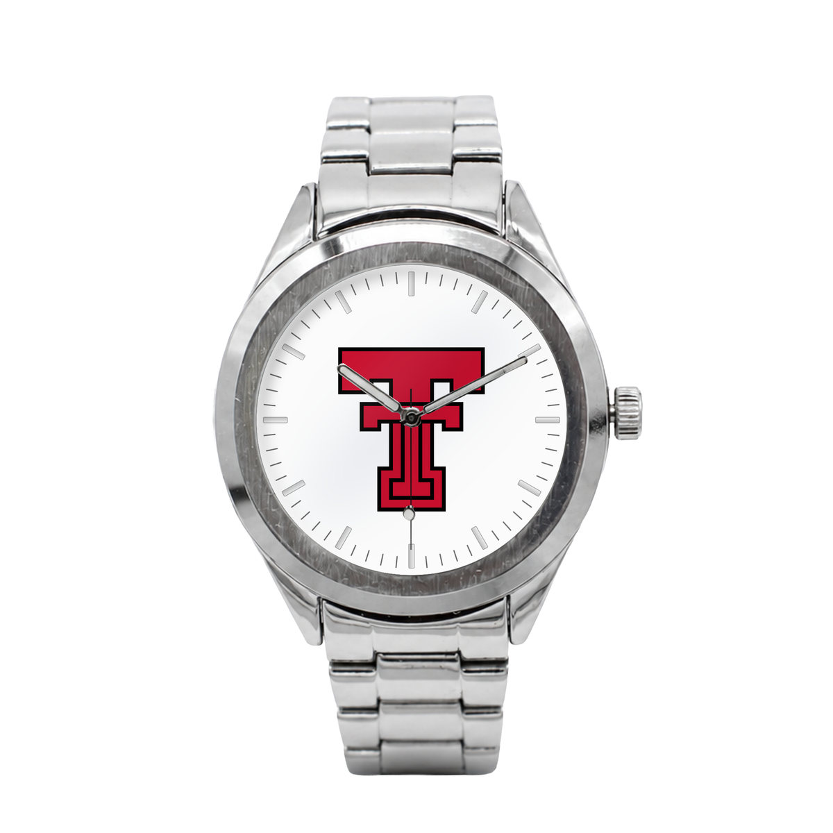 Texas Tech Red Raiders Silver Metal Bracelet Round watch with silver metal bracelet