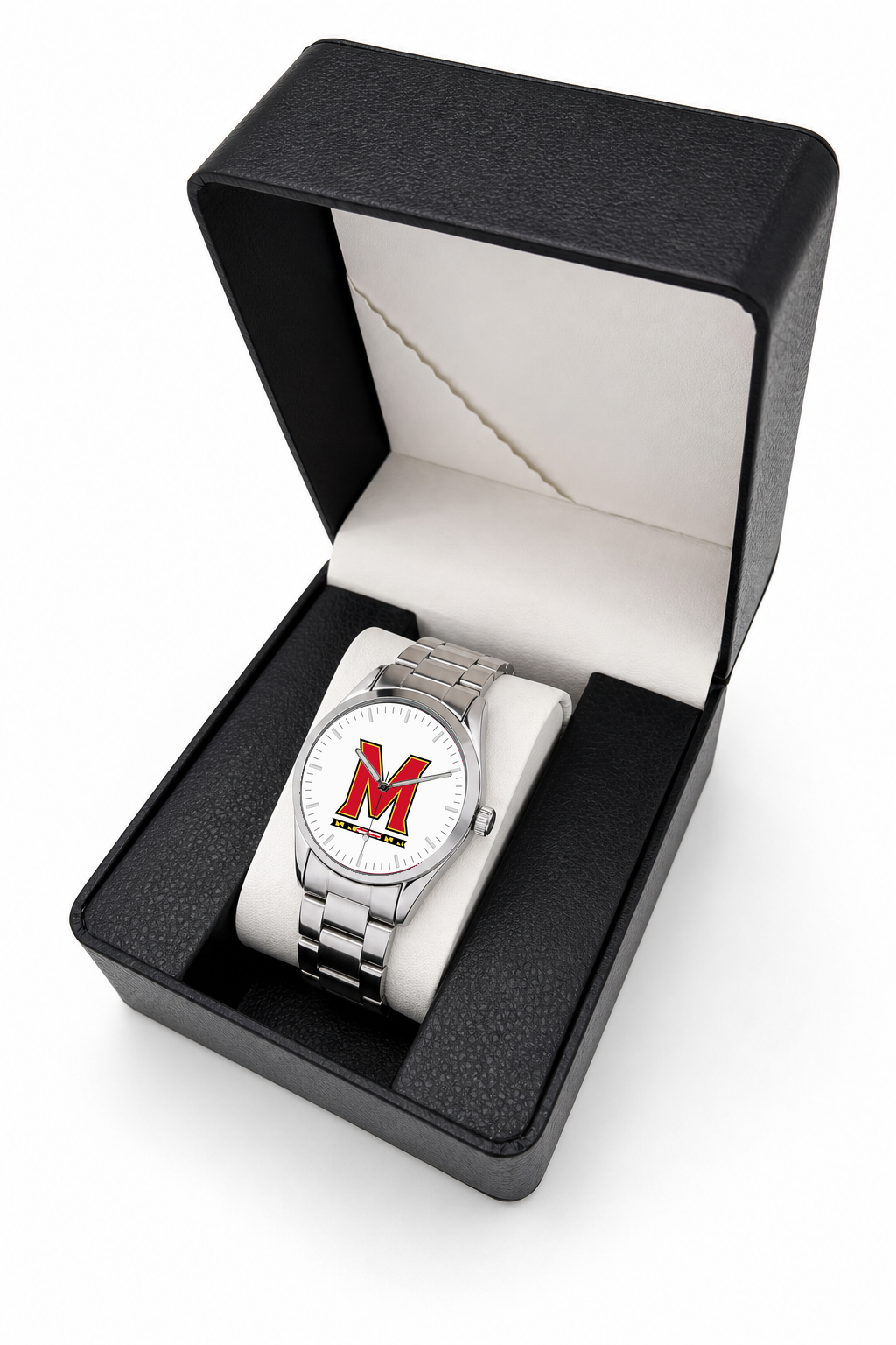 Maryland Terrapins Silver Metal Bracelet Round watch with silver metal bracelet in LicensedTime gift box