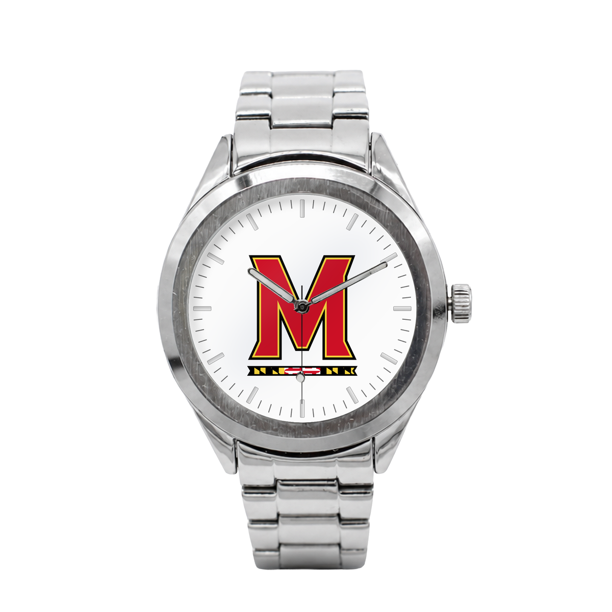 Maryland Terrapins Silver Metal Bracelet Round watch with silver metal bracelet