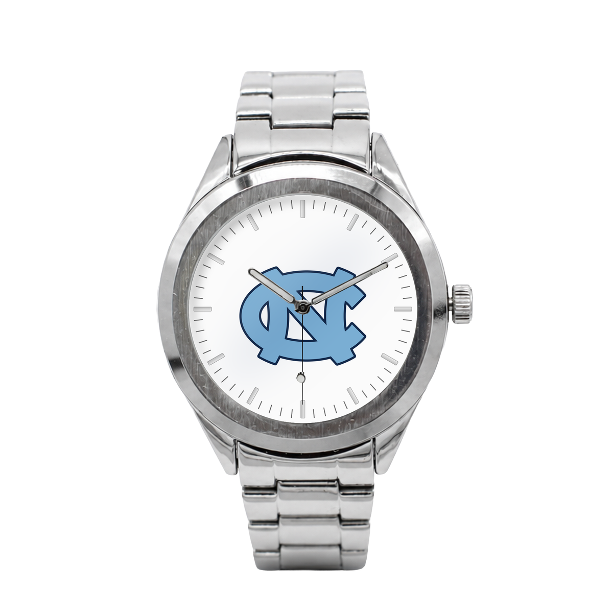 North Carolina Tar Heels Silver Metal Bracelet Round watch with silver metal bracelet