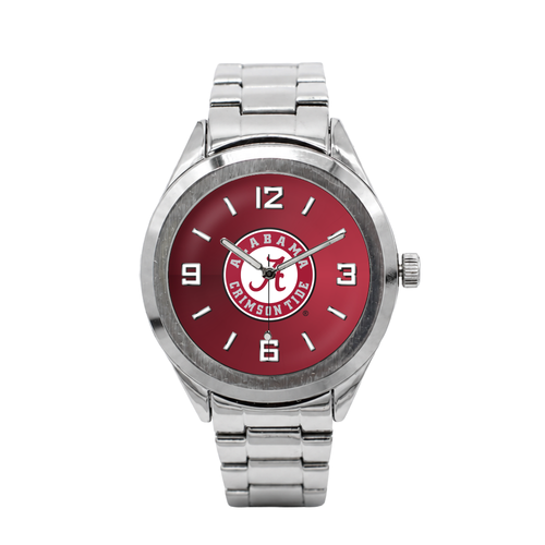 Alabama Crimson Tide Silver Metal Bracelet Round watch with silver metal bracelet