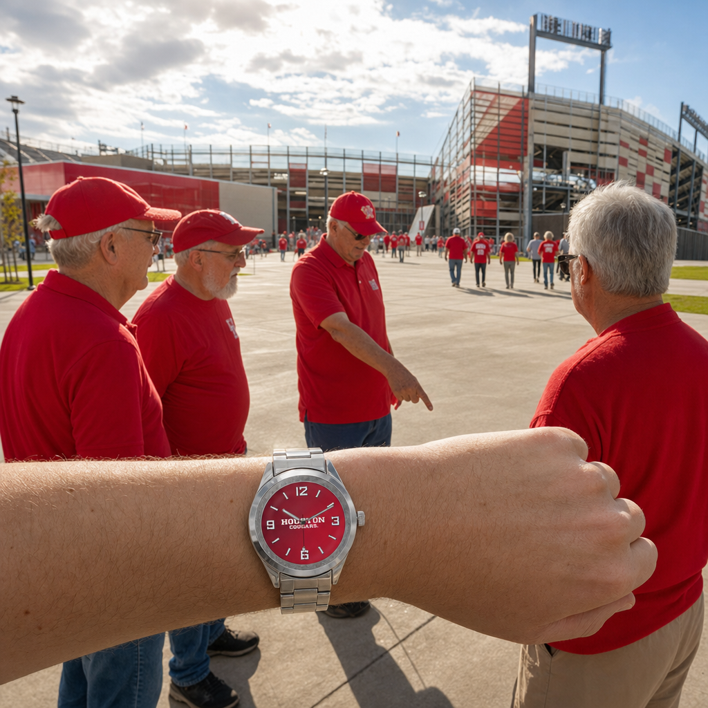 Houston Cougars Silver Metal Bracelet Round Watch lifestyle