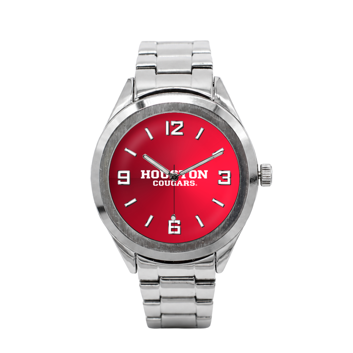 Houston Cougars Silver Metal Bracelet Round watch with silver metal bracelet