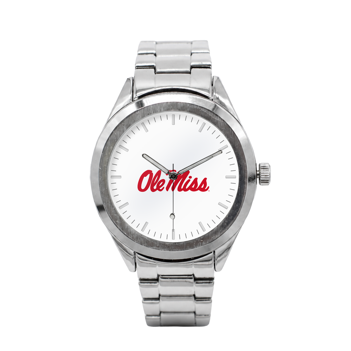 Ole Miss Rebels Silver Metal Bracelet Round watch with silver metal bracelet