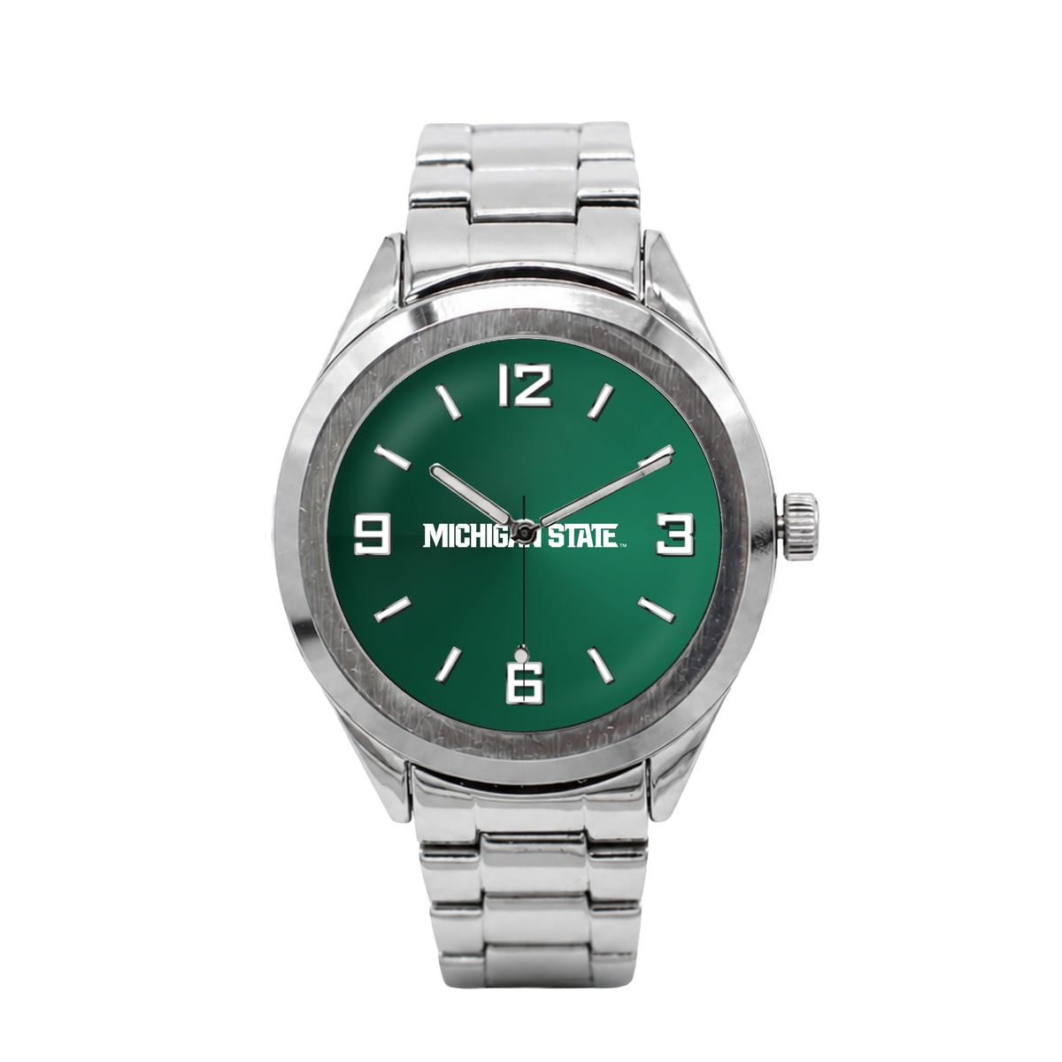 Michigan State Spartans Silver Metal Bracelet Round watch with silver metal bracelet