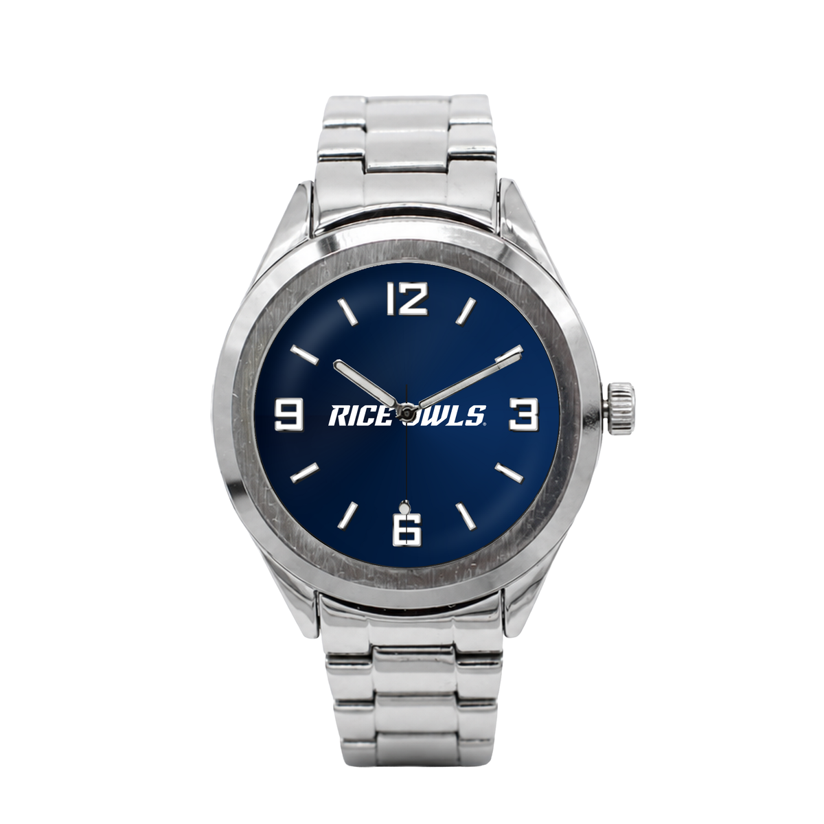 Rice Owls Silver Metal Bracelet Round watch with silver metal bracelet
