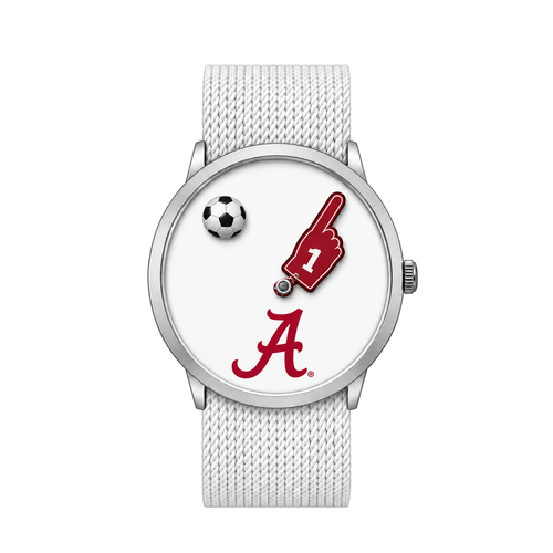 Alabama Crimson Tide Soccer Watch with white nylon band