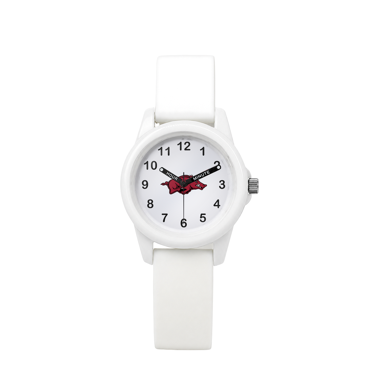 Arkansas Razorbacks White Kids Watch with white silicone band