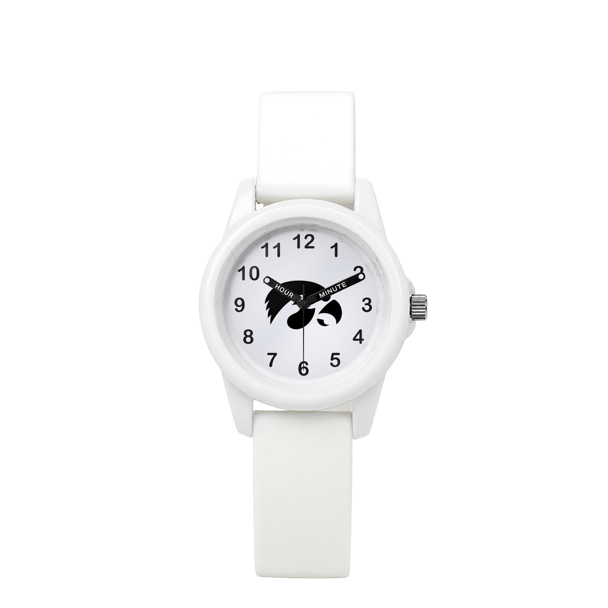 Iowa Hawkeyes White Kids Watch with white silicone band