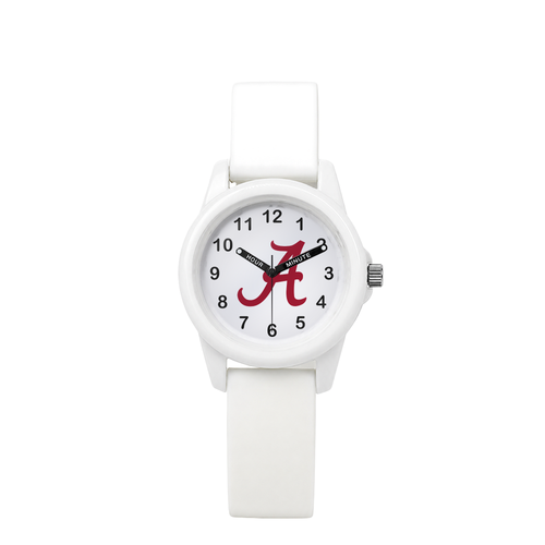 Alabama Crimson Tide White Kids Watch with white silicone band