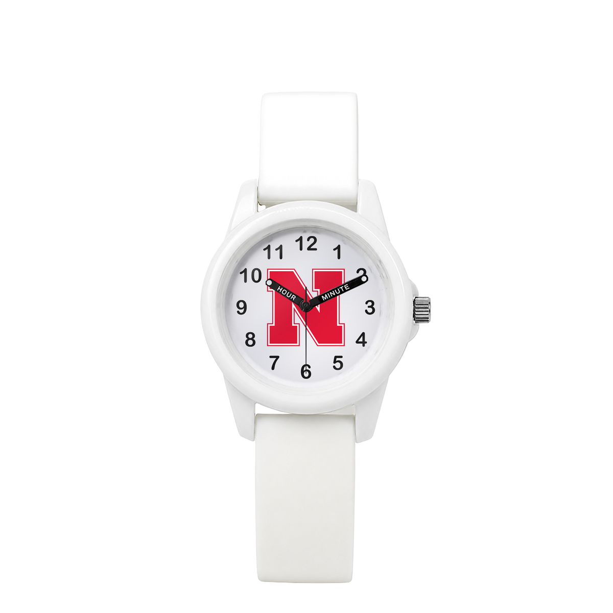 Nebraska Cornhuskers White Kids Watch with white silicone band