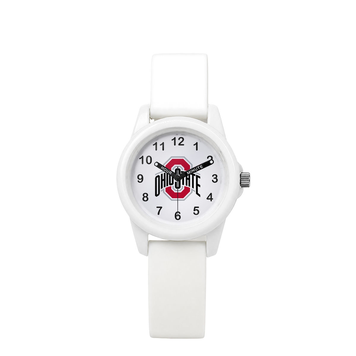 Ohio State Buckeyes White Kids Watch with white silicone band