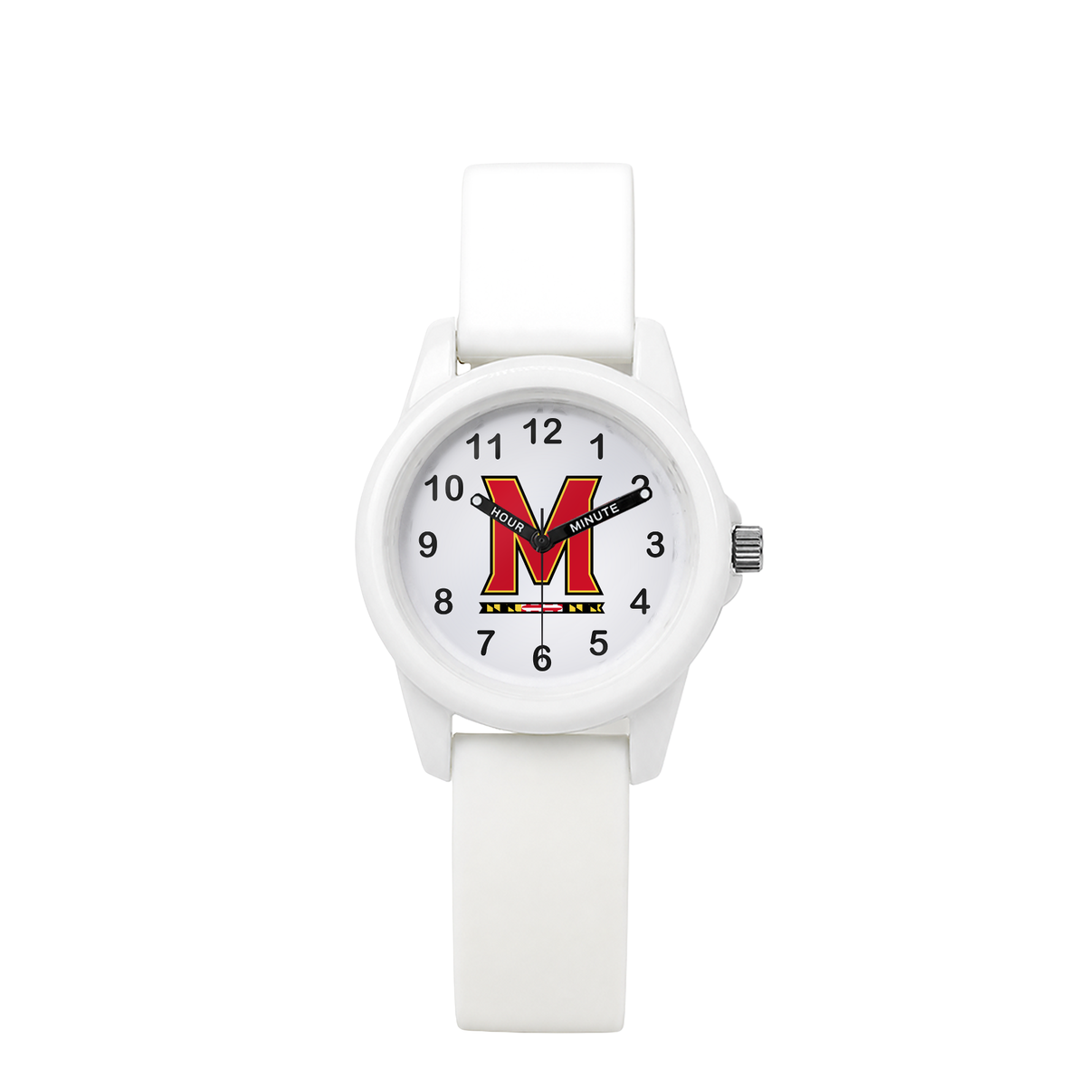 Maryland Terrapins White Kids Watch with white silicone band