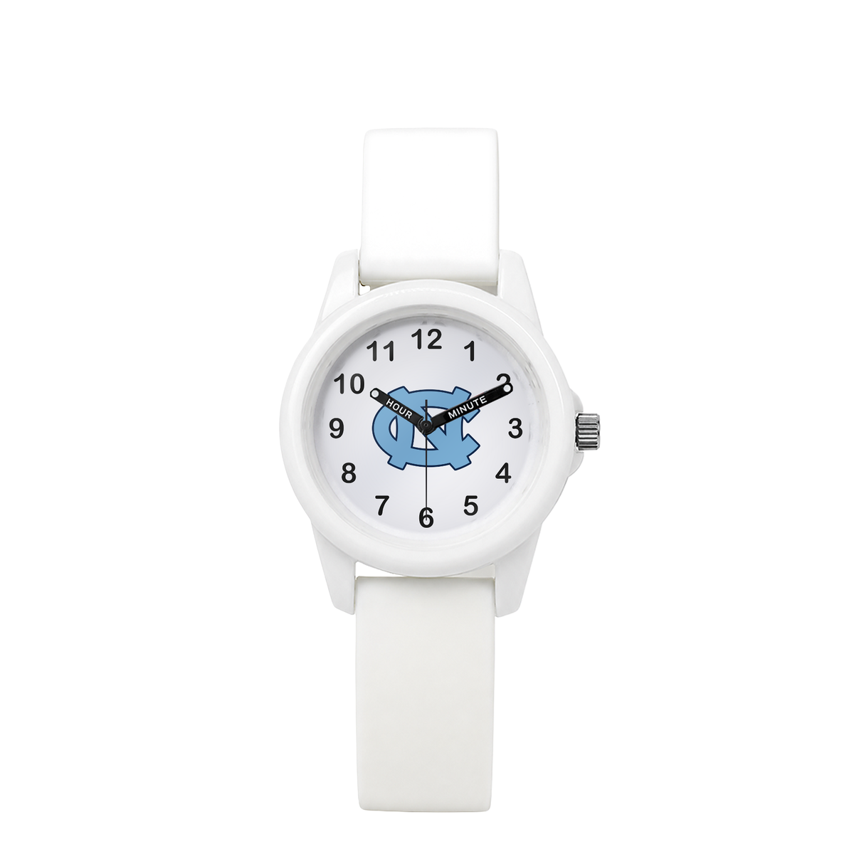 North Carolina Tar Heels White Kids Watch with white silicone band