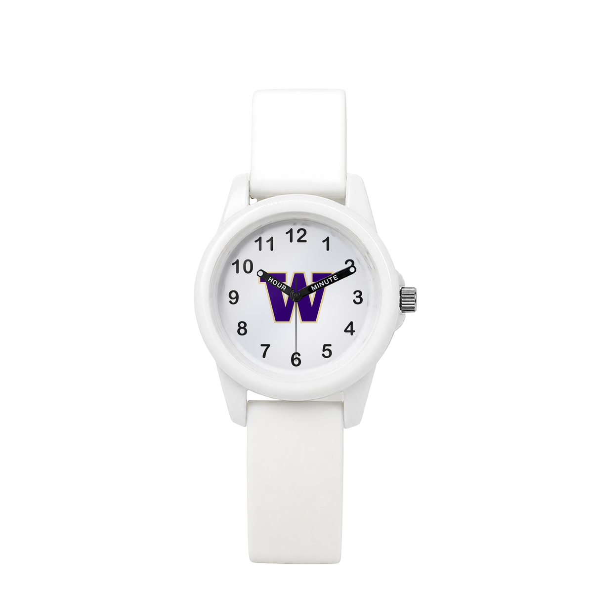 Washington Huskies White Kids Watch with white silicone band