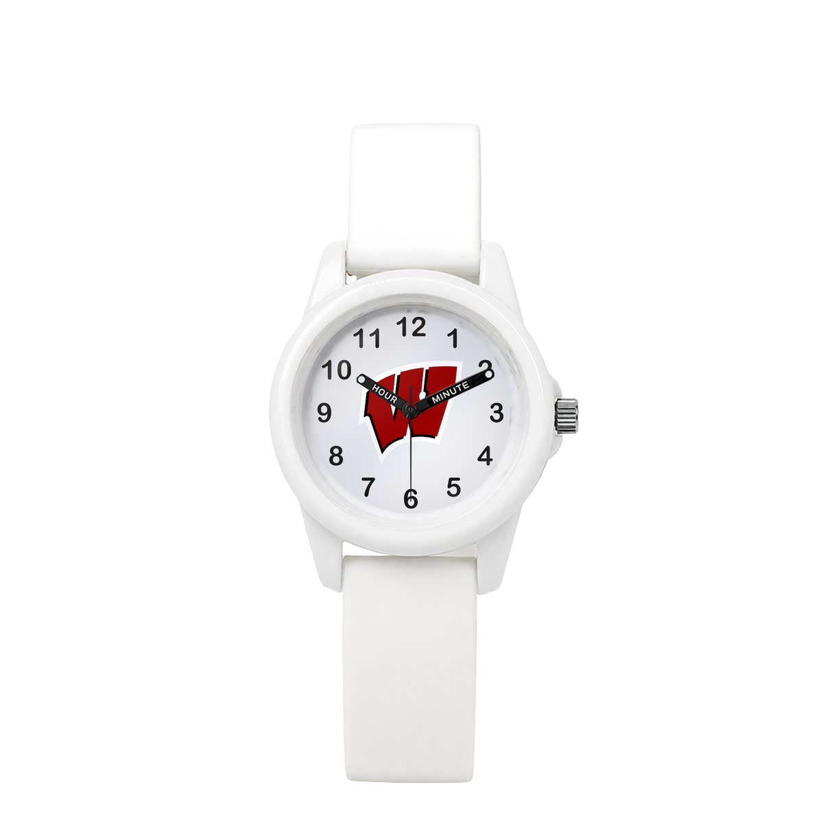 Wisconsin Badgers White Kids Watch with white silicone band
