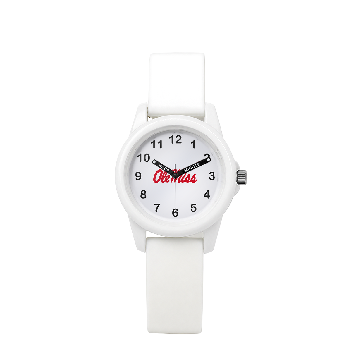 Ole Miss Rebels White Kids Watch with white silicone band